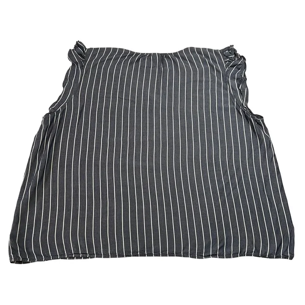 Old Navy V-Neck Stripe Cap Sleeve Blouse Size XXL Coastal Nautical Casual Party - Picture 3 of 11